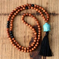 8mm rosewood 108 buddha gemstone beads tassels necklace blessing wrist national style chic elegant chakra handmade spirituality