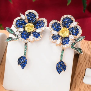 missvikki Exclusive design Luxury Lucky Flower Earrings For Women Wedding Party Dubai Bridal Earrings New Fashion Gift Jewelry