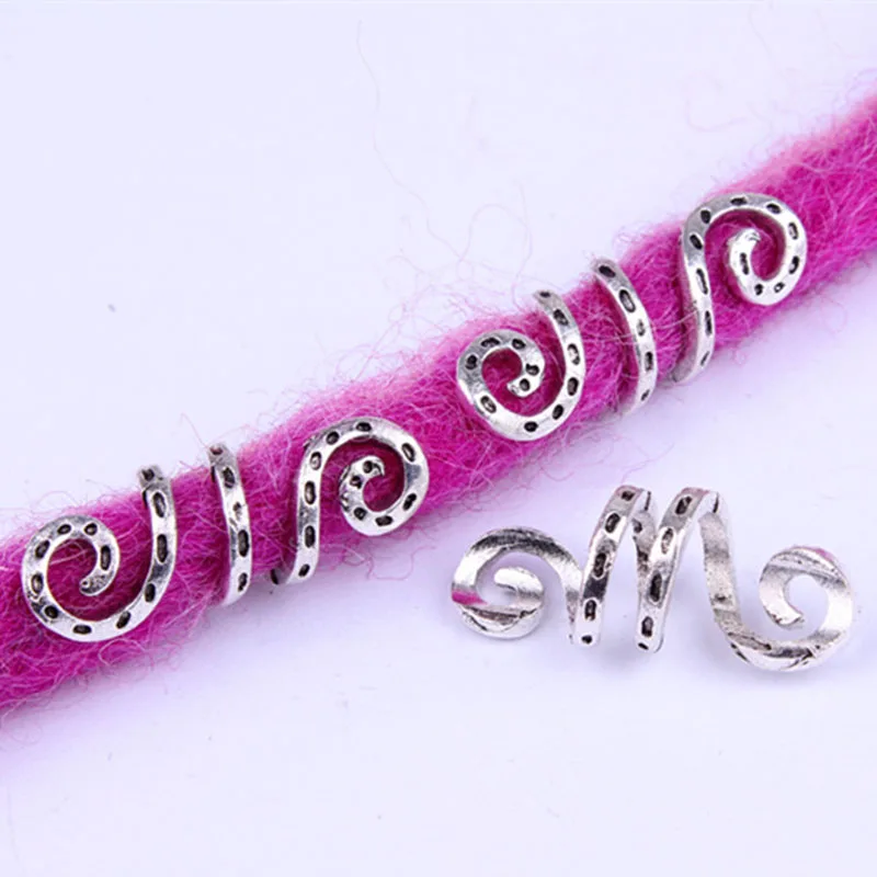 10 шт. металлическая Серебряная викинговая спиральная коса для волос dread beard dreadlock