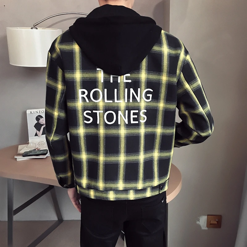 

Men's Jacket Men Korean Version Of The Trend Hooded Jacket 2020 Spring New Handsome Plaid Sweater Youth Wild Casual Tops