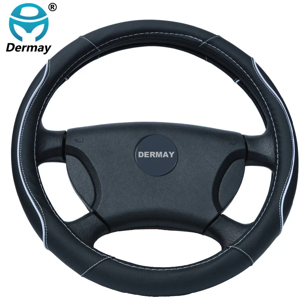Кожаные чехлы на руль DERMAY подходят для стайлинга автомобиля 95% kia/vw/ford/nissan и т. д.