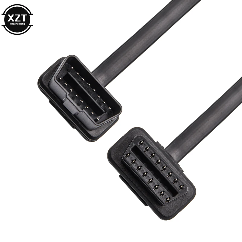 Новый плоский тонкий OBD кабель 16Pin ELM327 2 интерфейса мужчин и женщин Локоть OBDII