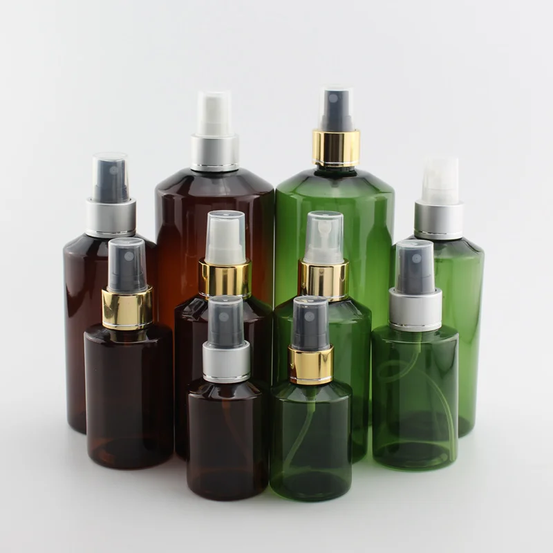 

50ml 100ml 150ml 200ml 500ml Empty Mist Spray Perfume Plastic Bottles,Green Bottle Amber Container Refillable Packaging
