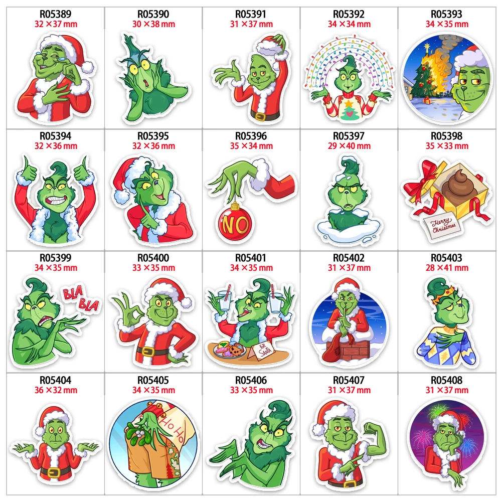 

Acrylic Resin Christmas Cartoon Grinch Character Printed 10Pcs/lot DIY Decoration Holiday Supplies