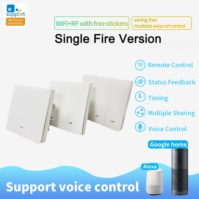 Умный настенный выключатель eWelink 1/2/3 клавиши RF433mhz Wi Fi|Модули для умного дома| |