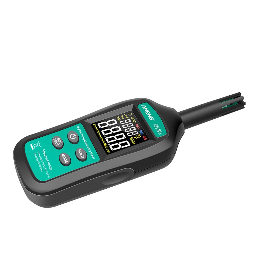 

With Dew Point Auto Power Off Temperature Humidity Meter Digital Display Multifunctional 2 In 1 Battery Powered LCD Backlight