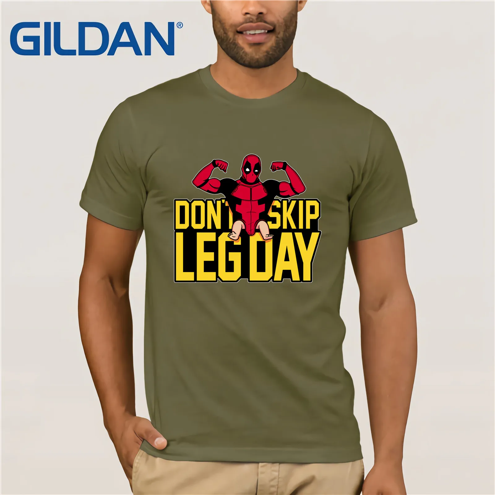 Мужская футболка с короткими рукавами Deadpool Don't Skip Leg Day хлопковая Забавные