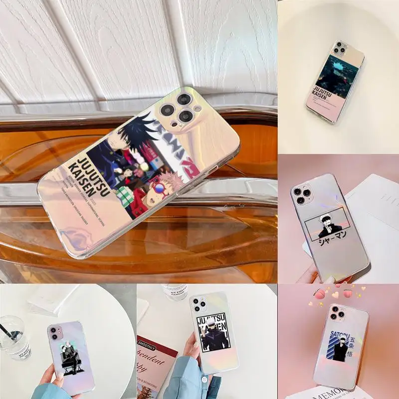 

Hot Anime Jujutsu Kaisen Phone Case for iPhone huawei P 7 8 9 11 12 10 30 40 S X XS XR MINI Pro Max Plus laser Transparent