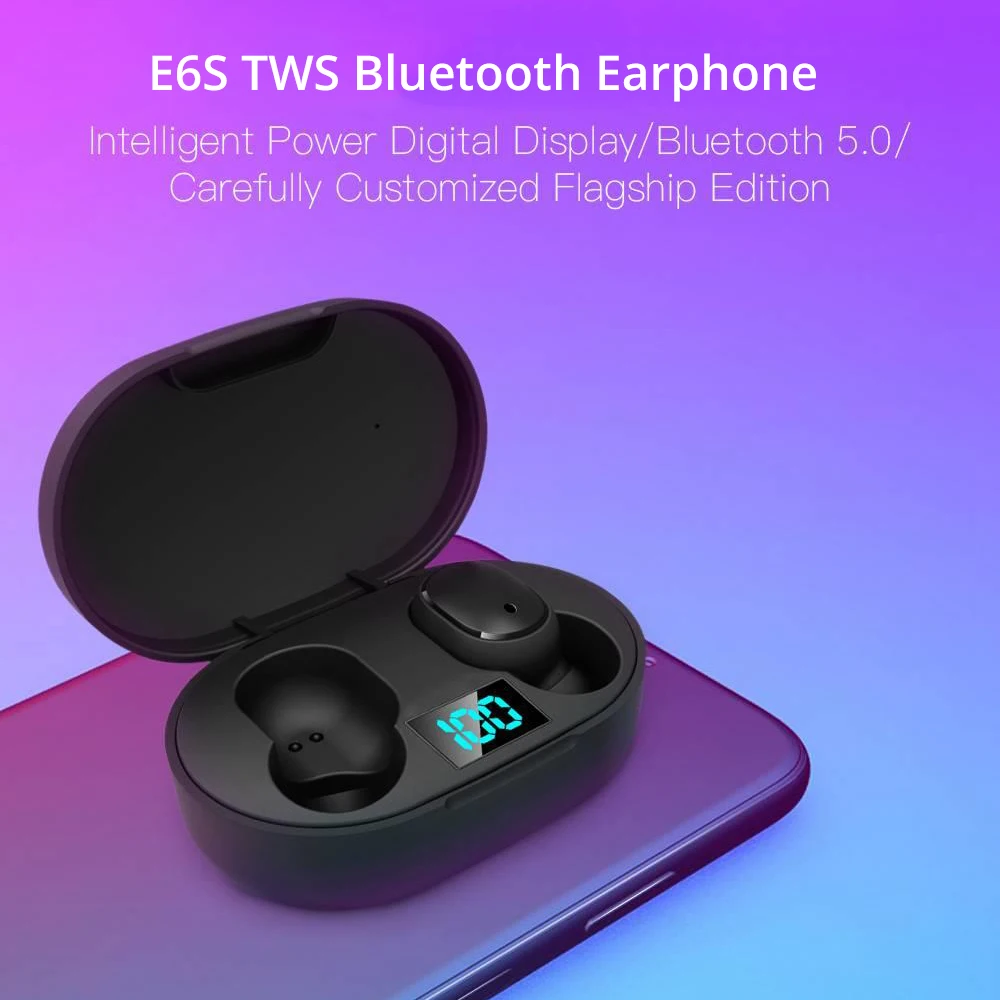 E6S TWS Беспроводная Bluetooth V5.0 гарнитура Водонепроницаемая кнопка управления