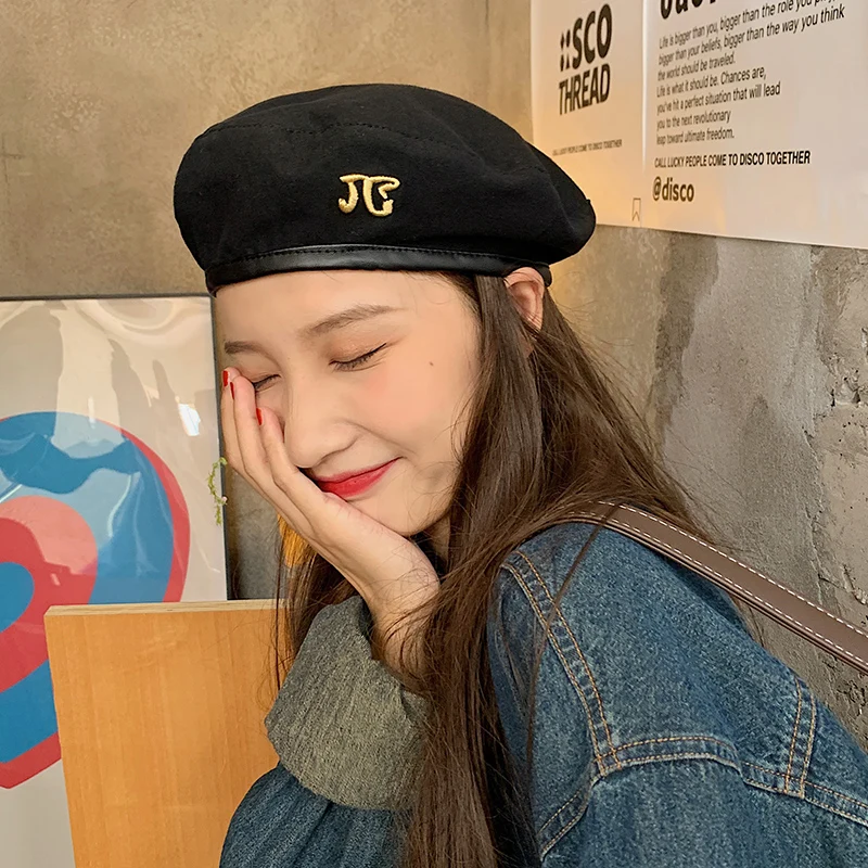 Черный берет женский осенне зимний модный в Корейском стиле британском ретро