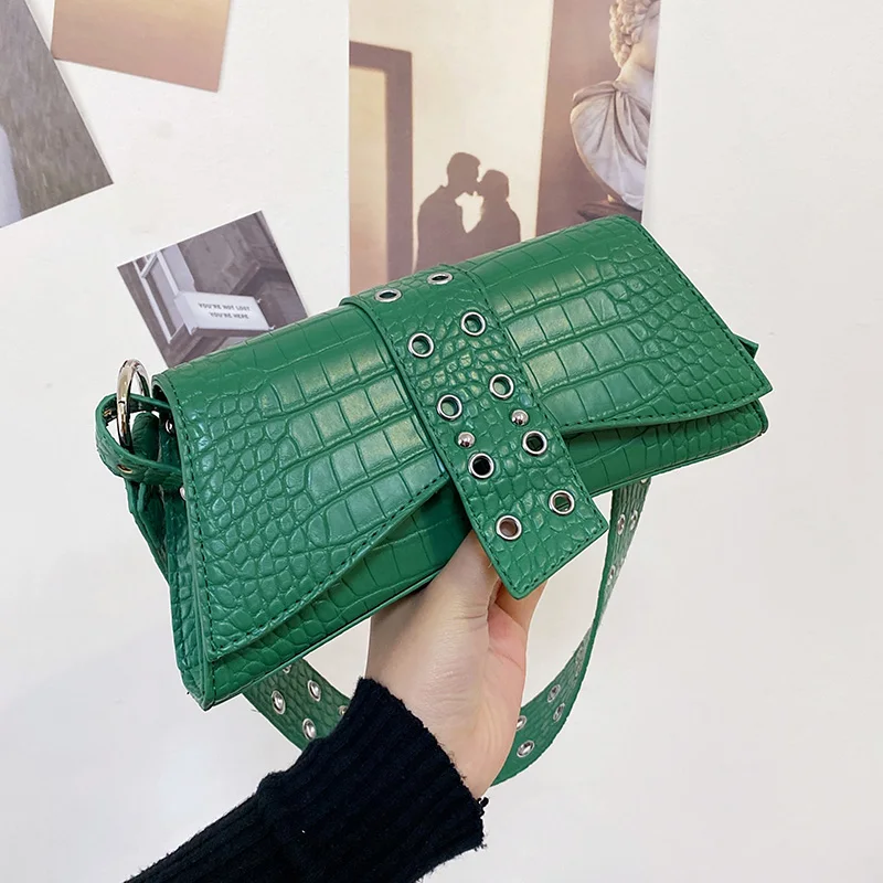 

Alligator Leather Shoulder Bags Brand Design Women Hourglass Handbag Ladies Stone Pattern Armpit Bag Female Shopping Purse