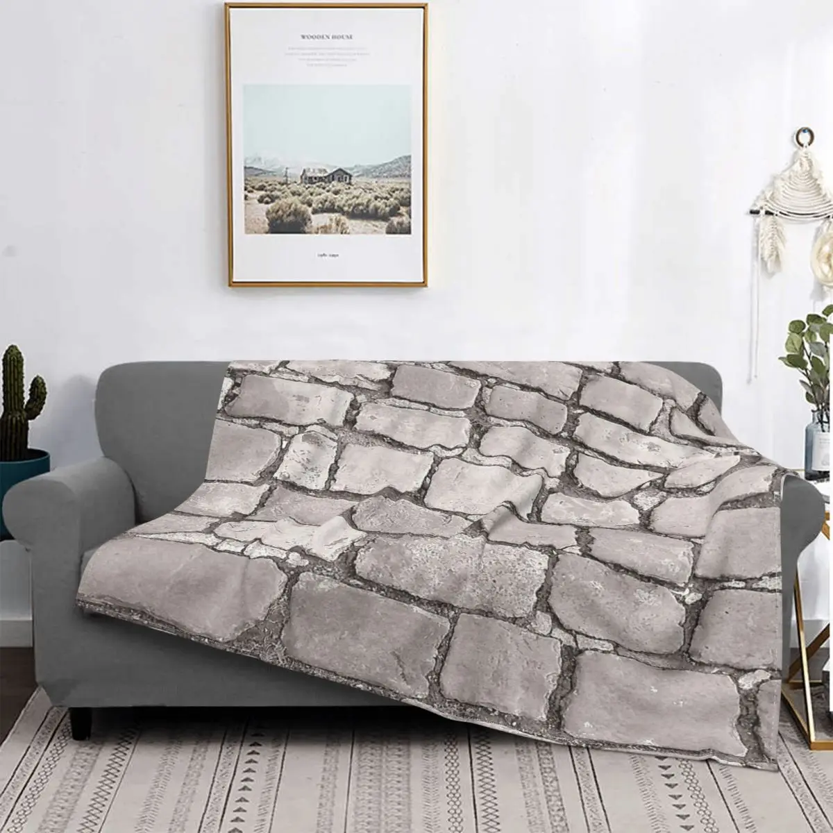 

Manta de pavimento de piedra blanca con textura, colcha para cama a cuadros, 90 mantas dobles, edredones y colcha