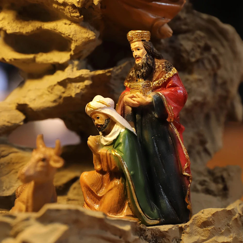 

Nativity Scene Set Christmas Gift Holy Family Statue Christ Jesus Mary Joseph Catholic Figurine Xmas Ornament Home Decor
