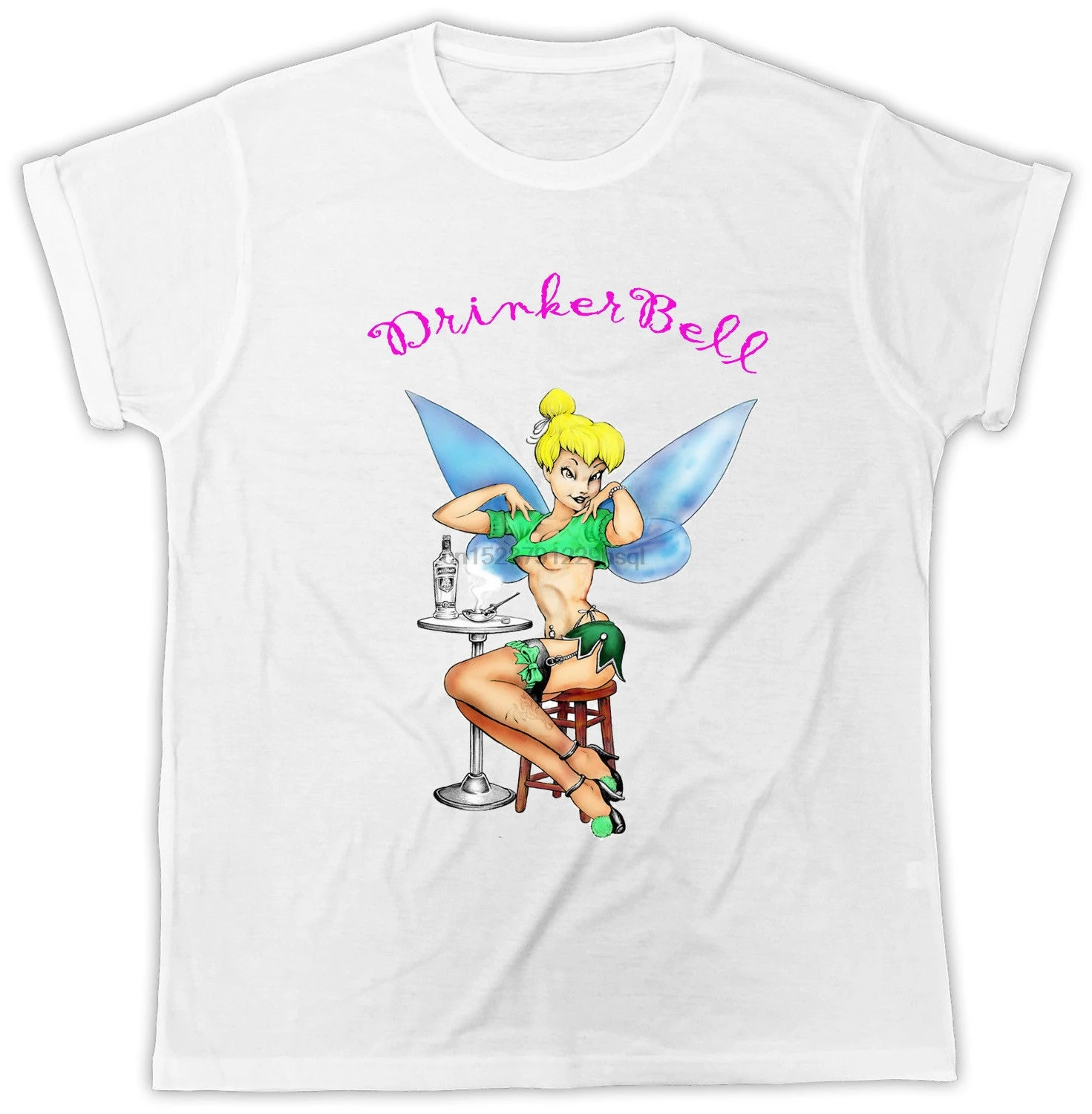 Drinkerbell Фея забавная футболка Tinkerbell курица вечерние футболки унисекс Футболки