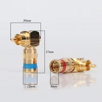 4pcs high quality gold plated 90 degree right angle nakamichi rca plug hifi audio connector for hi end rca interconnect cable
