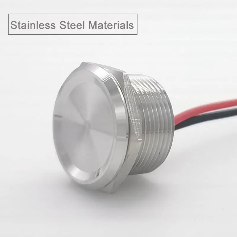 stainless steel YUESHUN 16 мм 19 мм 22 мм 25 мм металлический пьезо-переключатель водонепроницаемый IP68 сенсорный переключатель алюминиевый анодированный Мгновенный кнопочный переключатель - Цвет: stainless steel