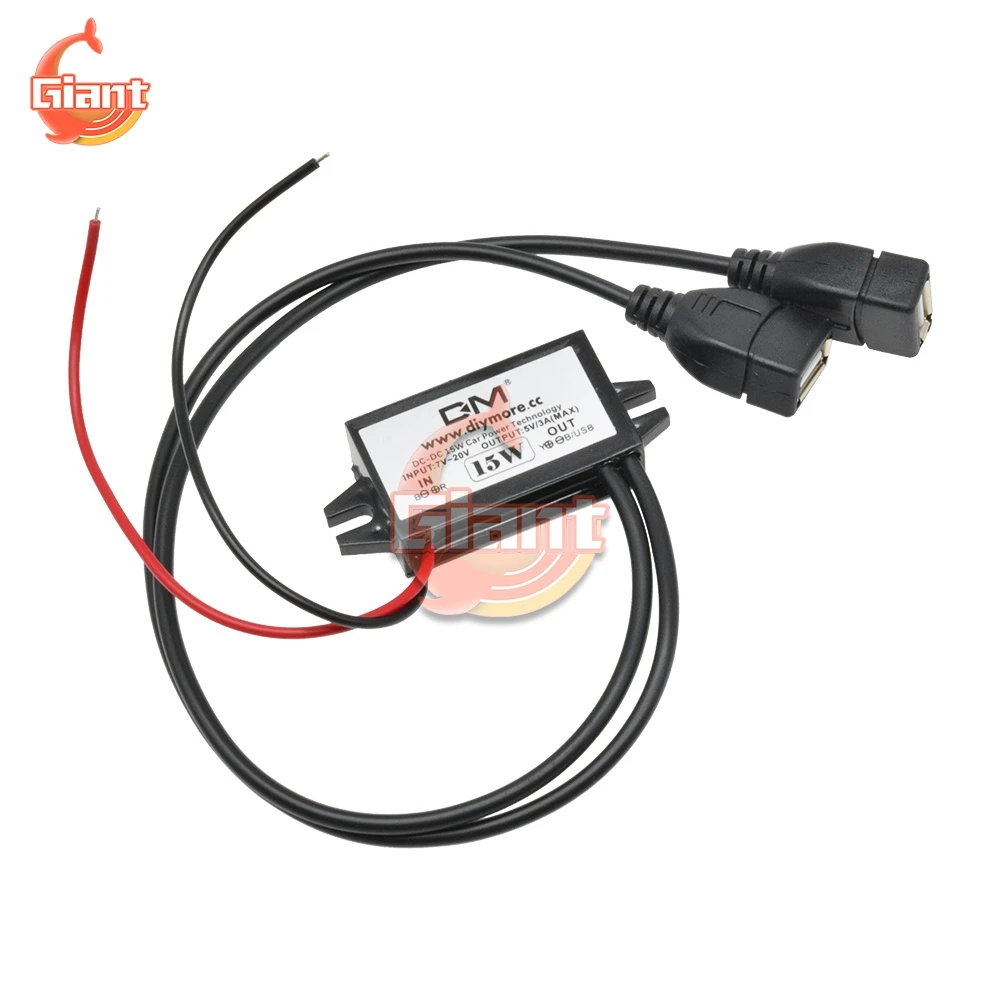 

UN3F USB DC Buck Converter Module Voltage Regulator 12 V to 5 V 3A 15W Car Power Charger Waterproof Step Down Module