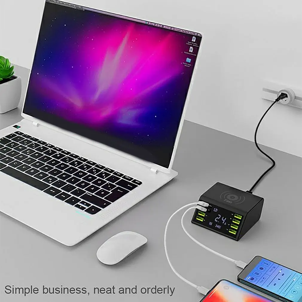 

BQC 3.0 10A Mobile Phone Wireless Charger LED LCD Screen Strong Shell Inverter Charger Digital Display