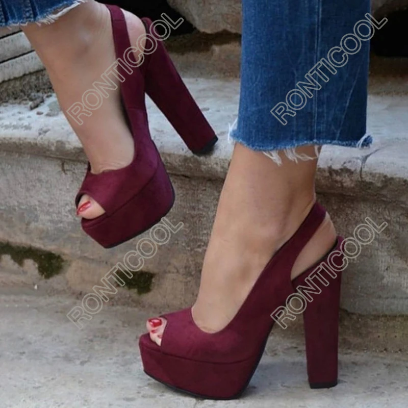 Женские босоножки с открытым носком на блочном каблуке размеры 5-20 | Обувь
