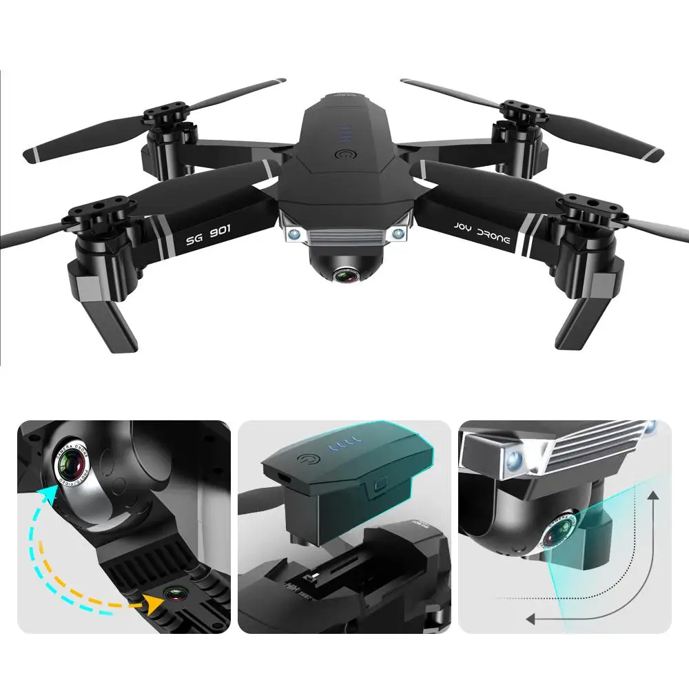 

SG901 4K 1080P 2.4G WiFi Foldable RC Quadcopter with Adjustable Wide-angle Camera Optical Flow Positioning RTF