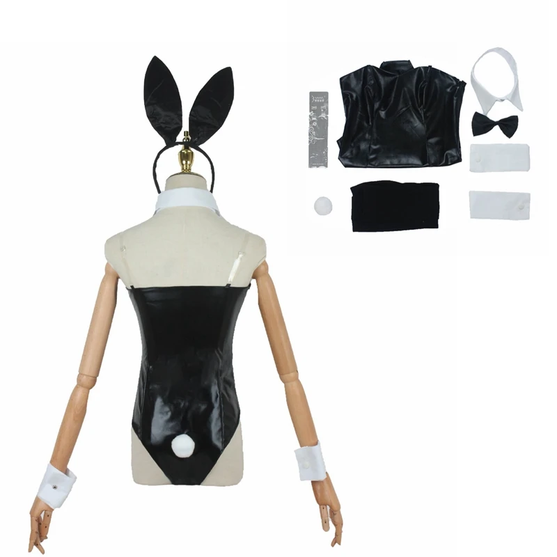 

Sexy Cute Bunny Girl Cosplay Jumpsuit Anime Sakurajima Mai Bunny Girl Senpai Cosplay Costume Faux Leather Woman Rabbit Bodysuit