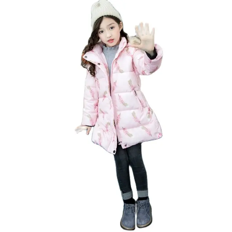 

Пальто хлопковое для девочек, зимнее, средней длины, в западном стиле