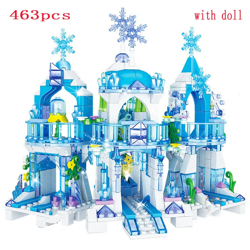 

Building Blocks Friends New Elsa Anna Belle Ariel Moana Cinderella Ice Castle Bricks Princess Girl Christmas Toys