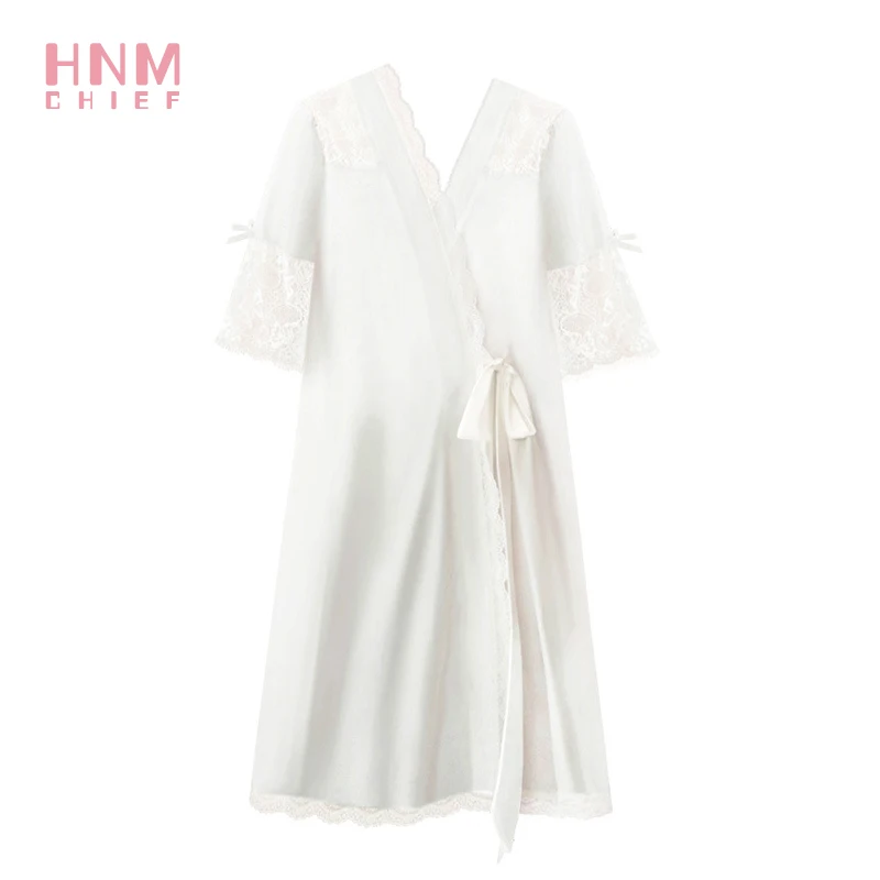 

HNMCHIEF White Short Silky Bathrobe Women's Pure Color Satin Short Kimono Bride/Bridesmaids Party Lingerie Robes Sleepwear