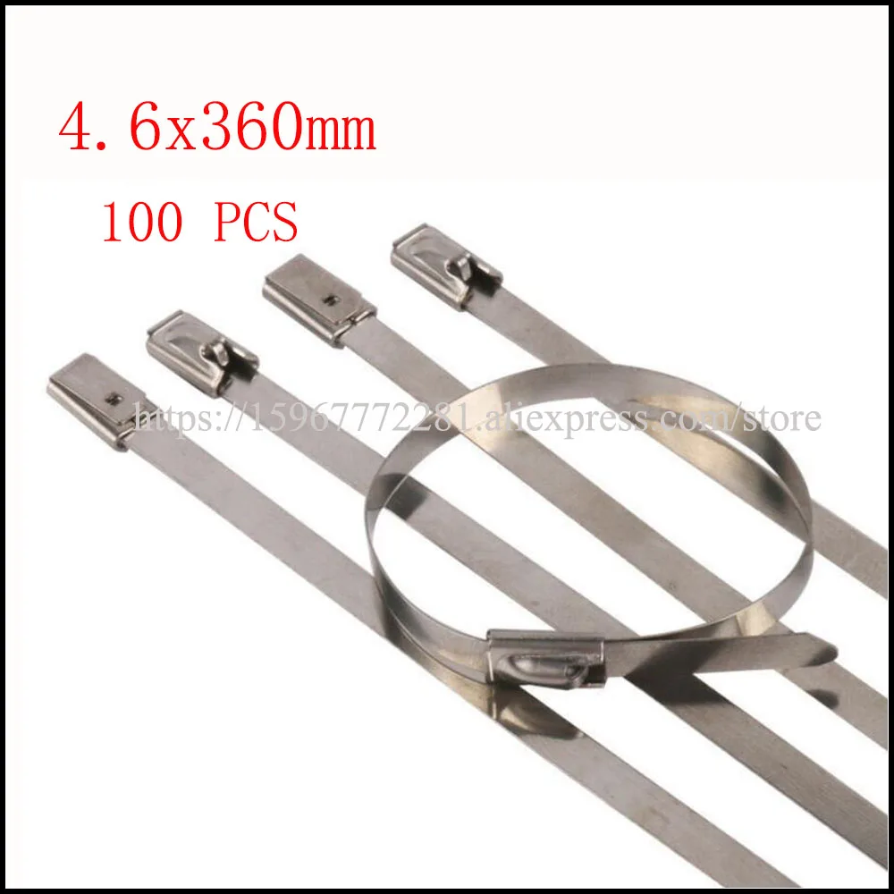 Самоблокирующаяся стяжка для кабеля 100 304 шт. из нержавеющей стали лента 4 6*360 мм