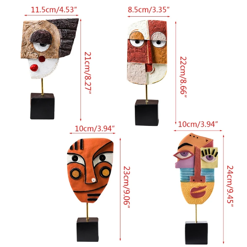 

E56C Abstract Face Art Desktop Ornament Creative Resin Statue Decor for Home Indoor Creative Desktop Decoration Art Crafts Props