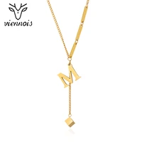 viennois gold color m letter chain necklace for women alphabet initial necklace stainless steel best friend gift fashion jewelry