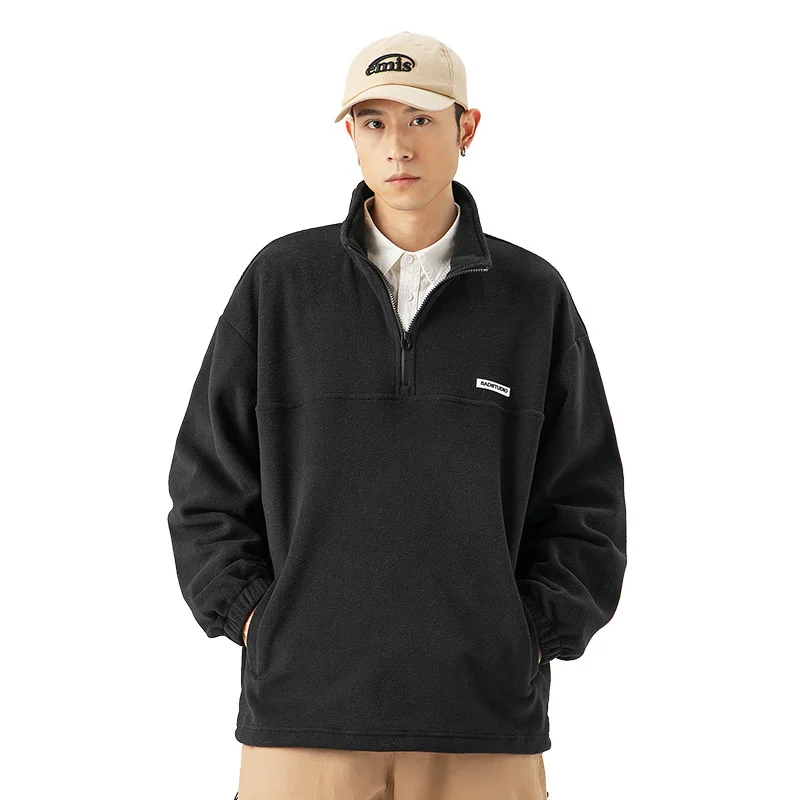 Флисовая Мужская куртка простая однотонная свободная Стандартная с