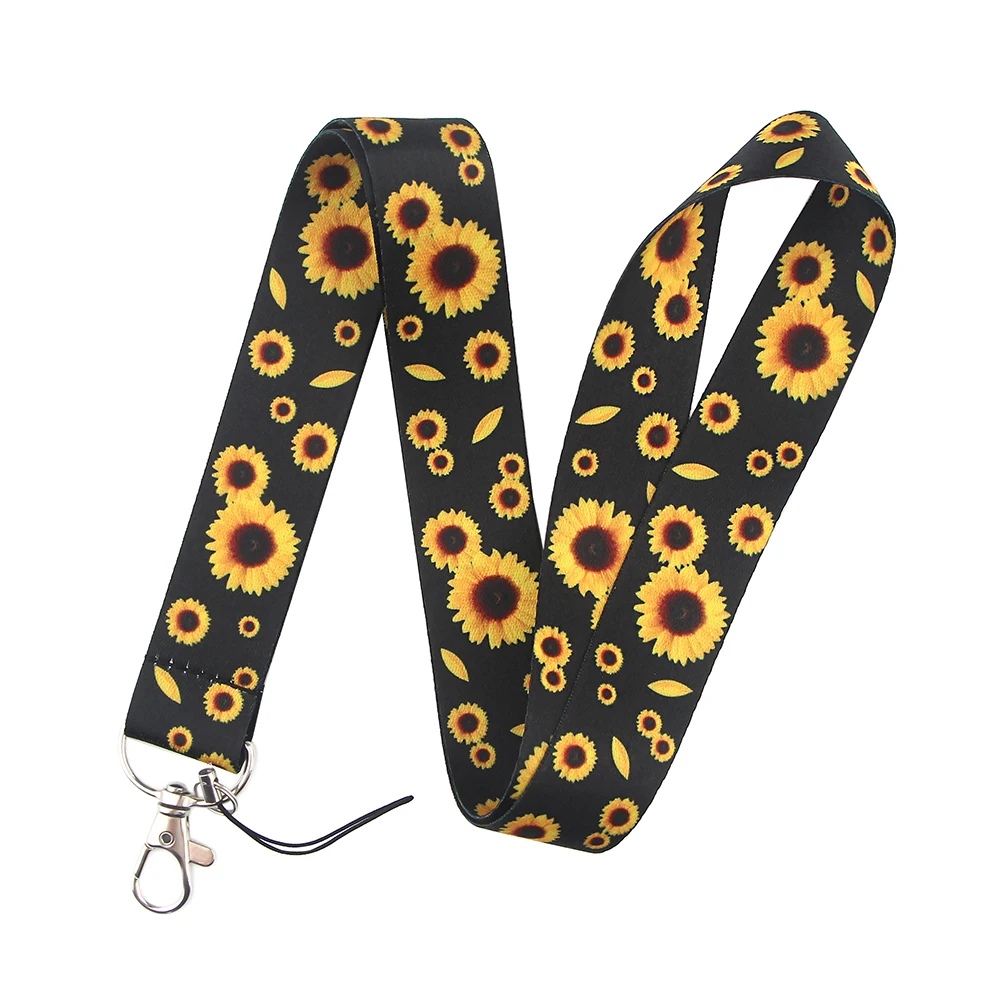 

YL346 Color Sunflower Lanyard Keychain ID Badge Holders Mobile Phone Rope Key Lanyard Neck Straps Key Rings Accessories