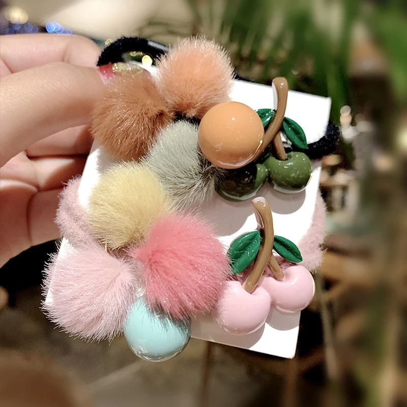 Резинки для волос женские и разноцветные резинки фиксации хвостиков с вишенками