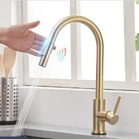 automatic sensing kitchen sink faucets hot cold solid brass sink mixer taps rotation pull out spray nozzle single handle