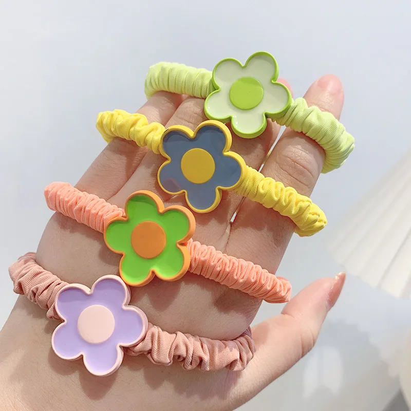 

Sweet wind hair accessories net red color tie hair rubber band flower head rope female Korean hair rope holster horsetailjewelry