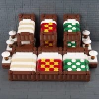 moc city small particle building blocks home bedroom accessories bed single decoration scene childrens toys