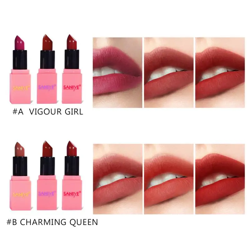 SANIYE красная помада 3cps/Набор Женская Подарочная коробка долговечная