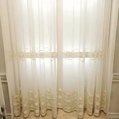Color 2 Tulle Роскошные геометрические вышитые прозрачные вуаль шторы для окон Cortina для гостиной двери Тюль окна T281#4 - Цвет: Color 2 Tulle