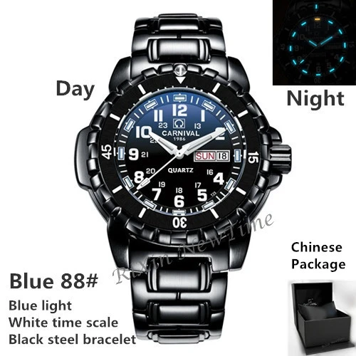 Blue88C steel white Водонепроницаемые 200 м T25 Тритий Светящиеся Часы мужские военные дайвинг Спортивные кварцевые мужские часы топ bland роскошные швейцарские часы Ronda - Цвет: Blue88C steel white