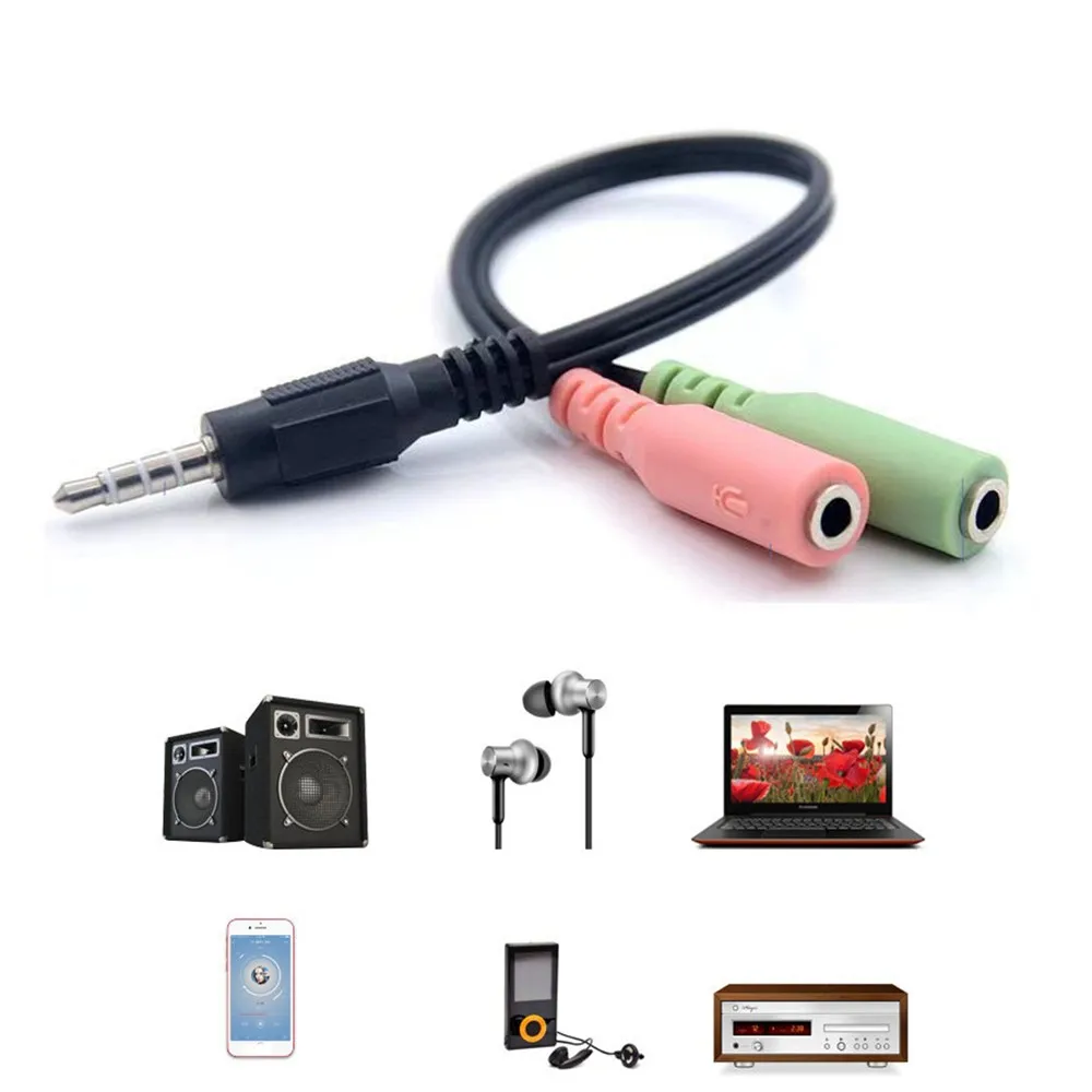 

Headset Adapter 3.5mm Male TRRS To Dual 3.5mm Female Y Splitter One-in-two Microphone Audio Cable For Earphones Headphones