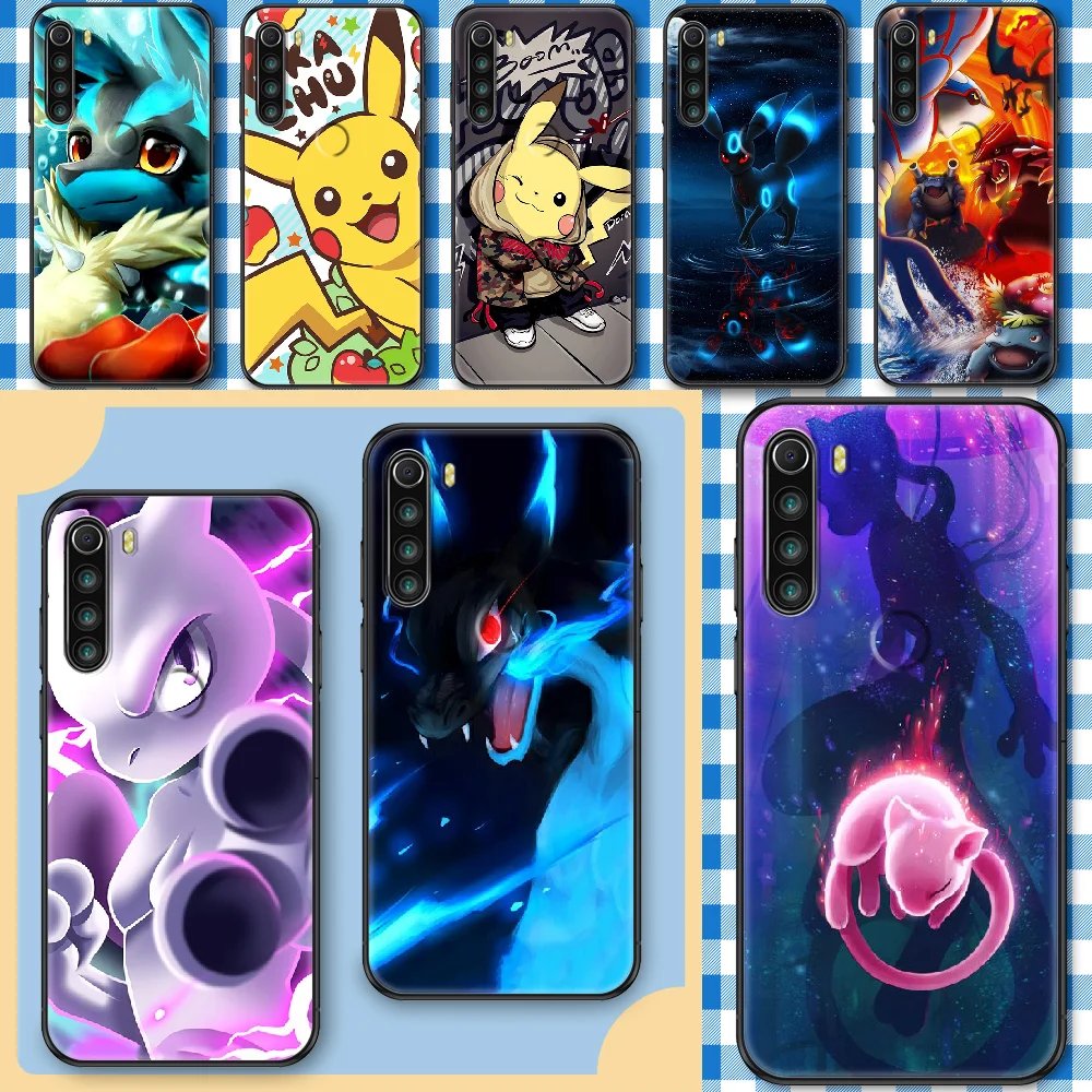 

Cute P-Pokemones Cartoon Phone Case For Xiaomi Redmi Note 7 8 9 10 7A 8T 9A 9T 9S 10S Pro black pretty bumper soft Etui luxury