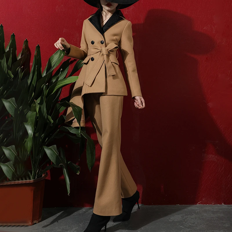 TWOTWINSTYLE хит цвет комплект из двух предметов женский воротник с лацканами длинным