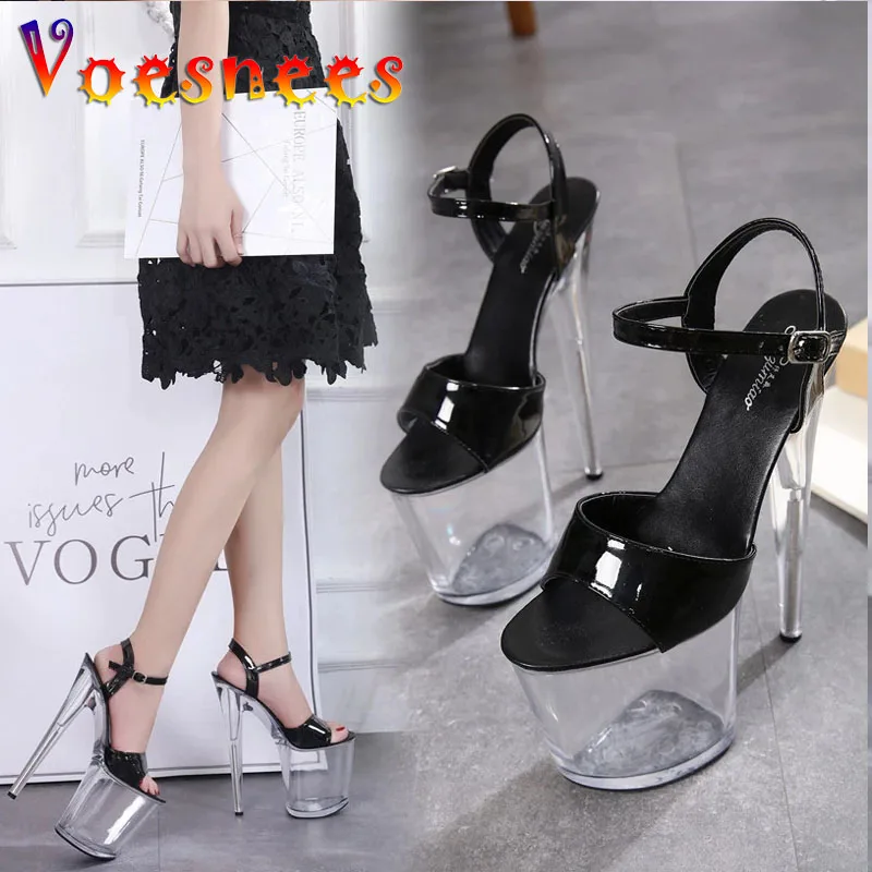 2021 New Summer Women Sandals PVC Transparent Female Shoes Crystal Waterproof Platform Sexy Super High Heels 20CM Ladies | Обувь