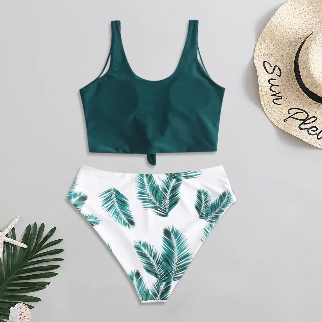 Купальник женский с принтом листьев бразильский пикантный комплект бикини