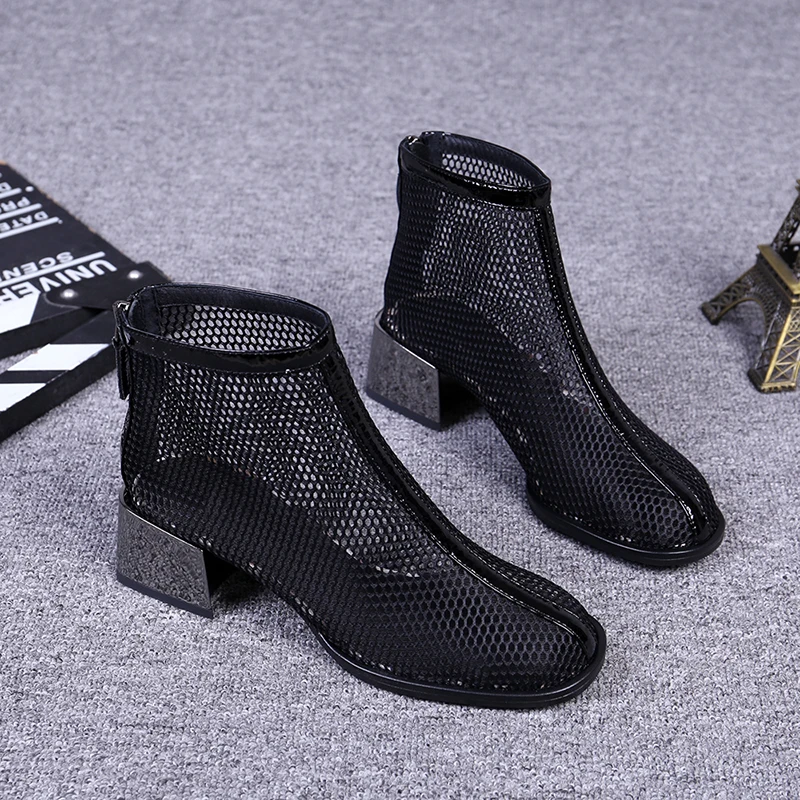 [DEAT] 2020 г. дышащие тонкие туфли с квадратным носком на молнии из сетчатого