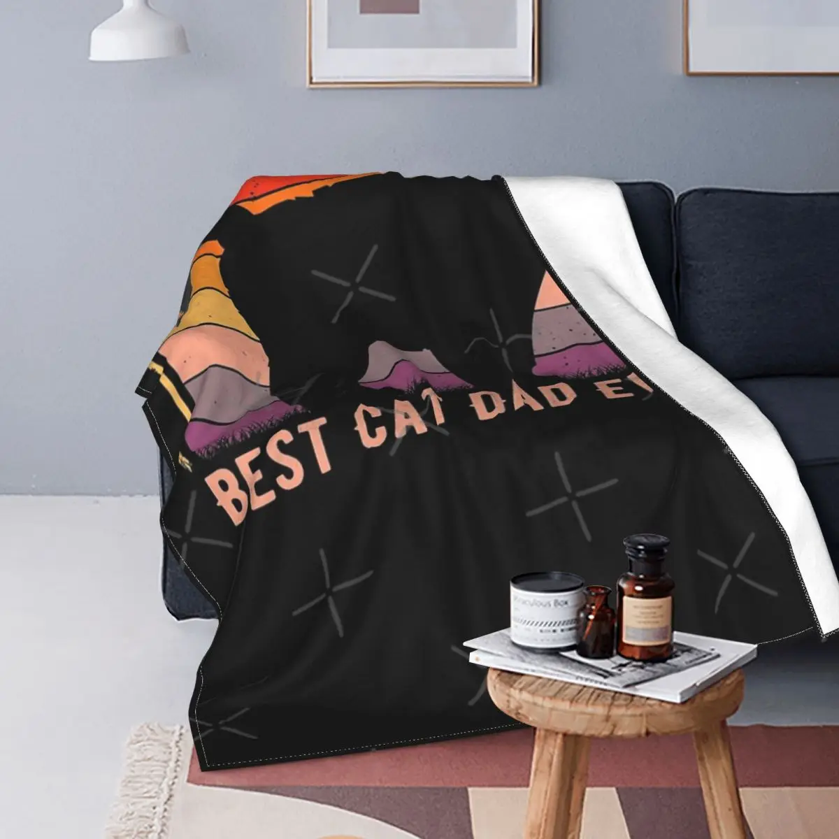 

Sunset Best Dad Cat Ever-manta a cuadros para cama, colcha con capucha 150, 220x240