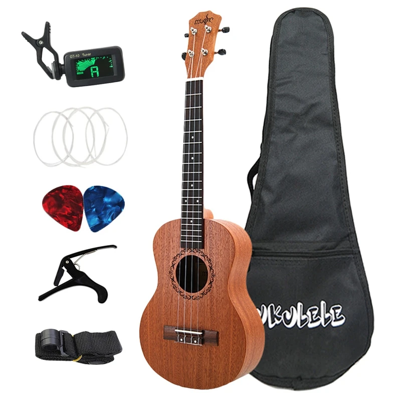 

Dropship-26 Inch Ukelele Tenor Sapele Acoustic Guitaar Mini Hawaii Full Kits Ukulele Guitar for Beginner Kids