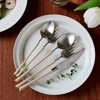 stainless steel luxury cutlery set metal knife and fork set gift modern eco friendly sztucce zestaw kitchen accessories bk50dc