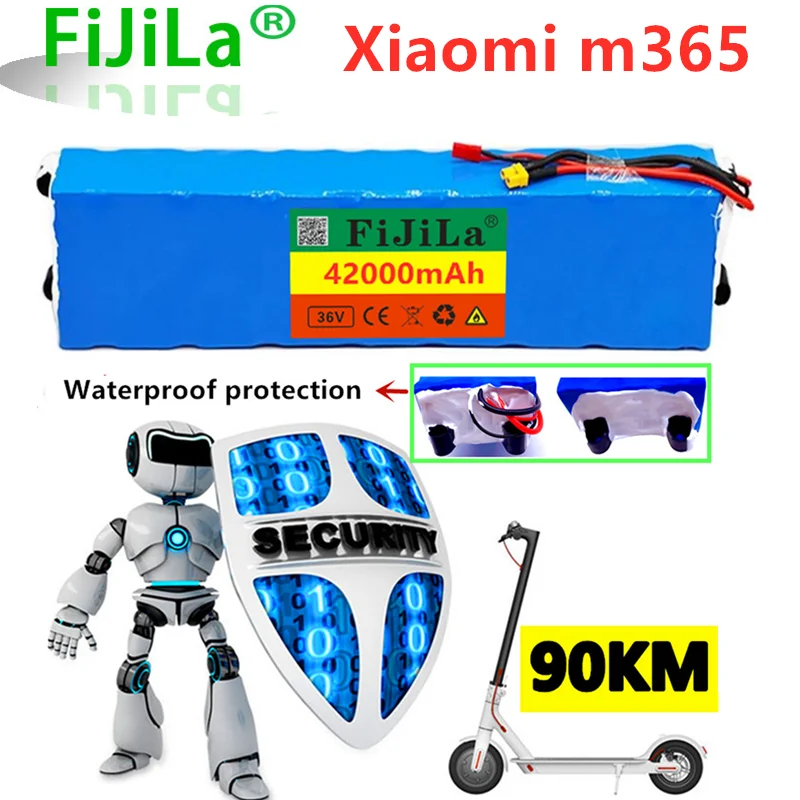 

2021 Новый высокой мощности батареей 36В 10s3p 36ah Xiaomi m365 батарейный блок V 42000 мА/ч, подходит цилиндрическая литий-ионный аккумулятор для электрич...